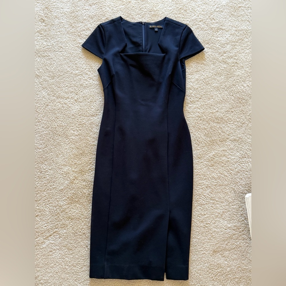 Brooks Brothers Stretch Navy Lined Sheath Midi Dress Size 4